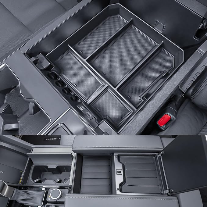RUNROAD Center Console Organizer Tray Compatible with 2022 2023 2024 2025 2026 Toyota Tundra Platinum 1794 TRD PRO Capstone & 2023-2026 Sequoia Accessories, Insert Armrest Tray for Tundra Rubber Mats