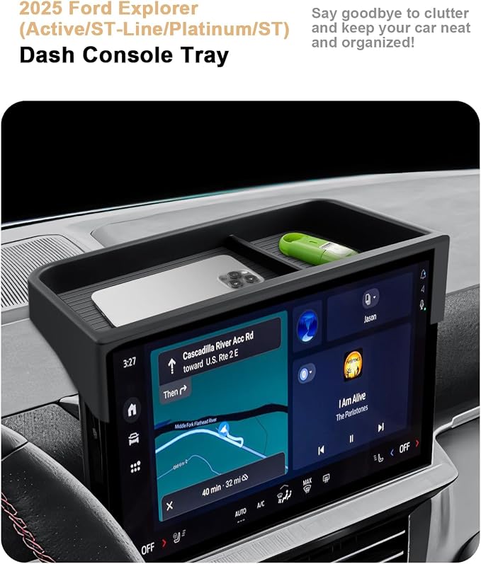 ECOZEN 2026 Explorer Dash Console Organizer - Behind Screen Organizer For 2025-2026 Ford Explorer(Active/ST-Line/Platinum/ST) Accessories - Dashboard Storage Behind Screen Center Console Organizer