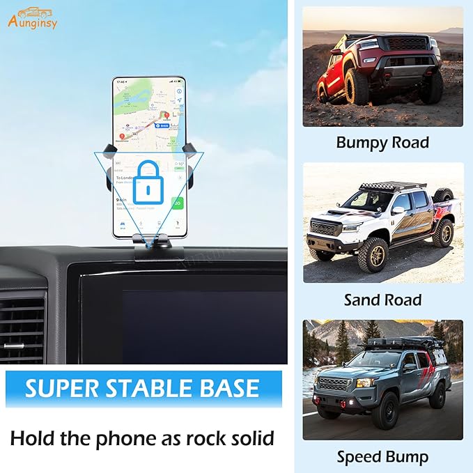 Aunginsy Car Cell Phone Mount Compatible with Nissan Frontier 2022-2024 Center Console Phone Holder Dash Panel Mobile Phone Bracket Universal Phone Navigation Stand Fit All Smart Phones Accessories
