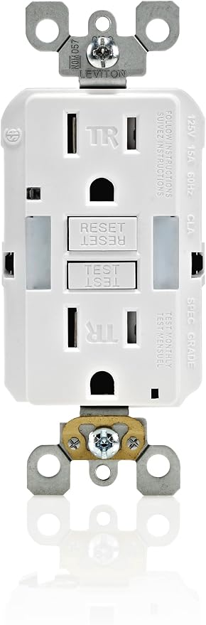 Leviton GFCI Outlet with Guidelight,15 Amp,Self Test,Tamper-Resistant with LED Indicator Light,Replaces Plugged in Night Light,GFNL1-W,White,(Pack of 3)