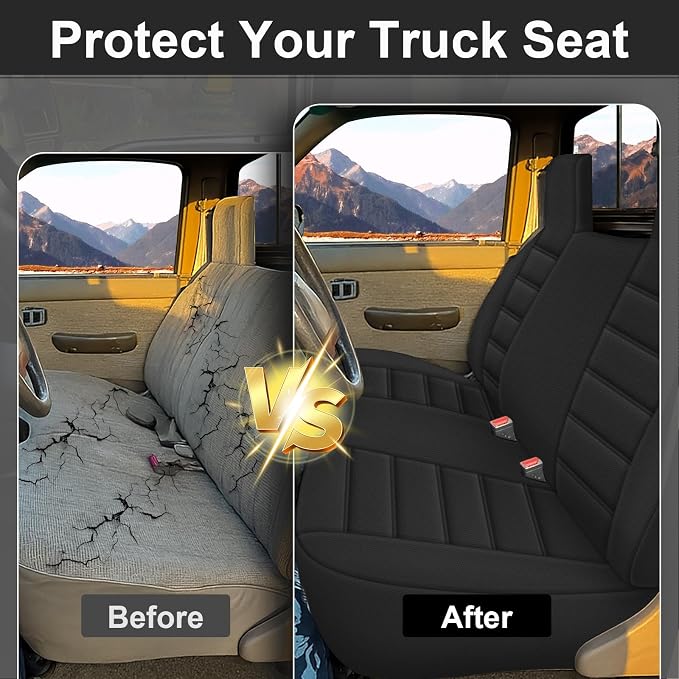 SAPUBK Front Seat Covers Replace for 1995-2004 Toyota Tacoma Front Bench Seat with Molded Headrest Seat, Knitted Fabric Composite Soft Foam Lining Airmesh Breathable Seat Cover