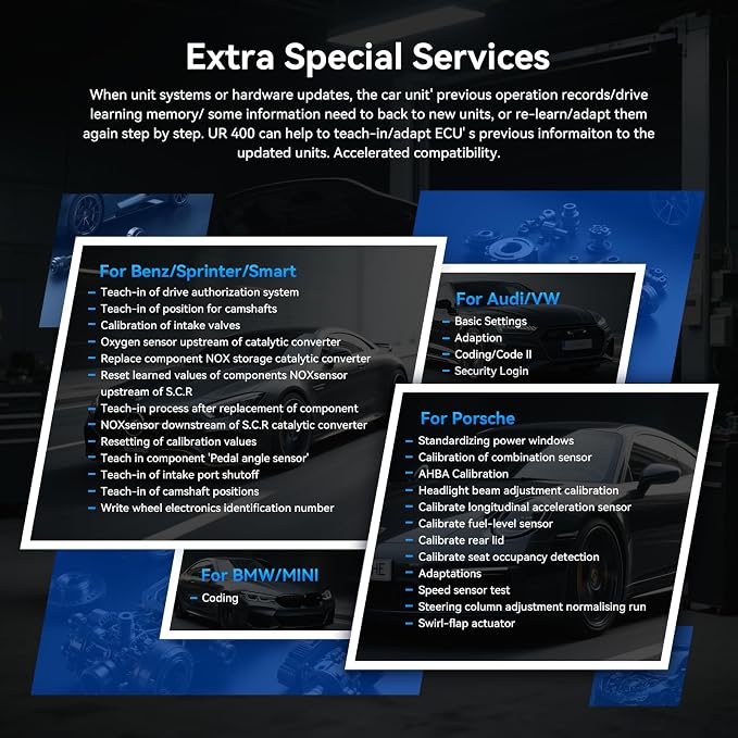 UR400 Bidirectional Diagnostic Tool for German Cars, All System, 48 Reset +39 Services, 500+ Sub-Functions, 4000+Active Test Items, CAN-FD Supported, Lifetime Free Update