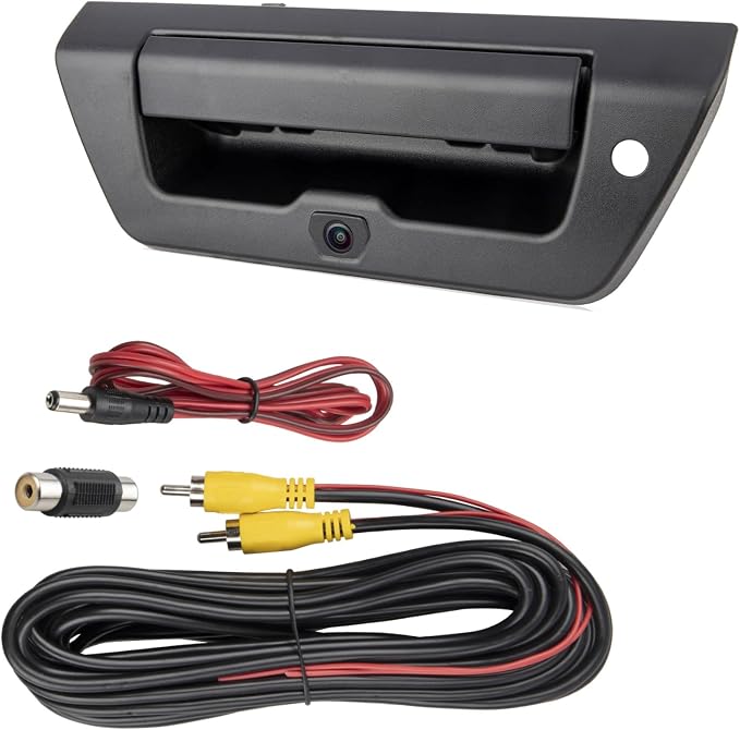 EWAY Tailgate Handle Backup Rear View Camera w/ 20FT RCA Extension Cable for Ford F150 2015 2016 2017 Manual Type Reverse Vehicle Backing Night Vision Aftermarket Reversing Cameras for Pickup Truck