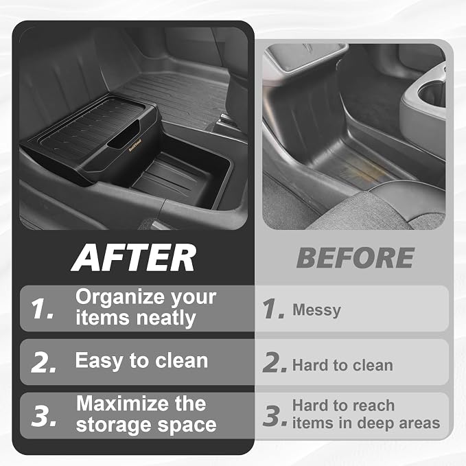 BestEvMod Lower Center Console Organizer Compatible with 2026 2025 Tesla Model Y Juniper | Standard Version | Accessories Under Screen Storage Organizer Insert Tray Interior Storage Insert Tray TPE