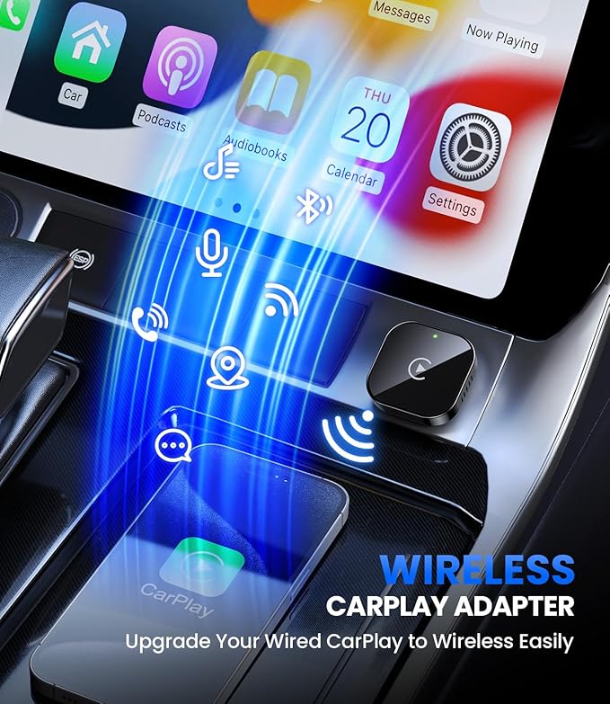Teeran Wireless CarPlay Adapter for iPhone (2026 Upgraded), Mini Plug & Play for Cars with Factory Wired Apple CarPlay, Fast & Stable Connection, Easy Setup, Wide Vehicle Compatibility USB & USB C﻿