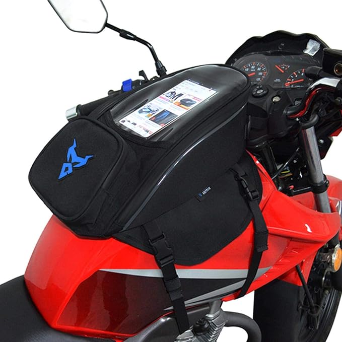Naysku Motorcycle Tank Bag, 7Inch Touch Screen Motorcycle Bag Fuel Tank Magnetic Bag, Water-Repellent, Large Capacity and Multiple Compartments, for Outdoor Activities