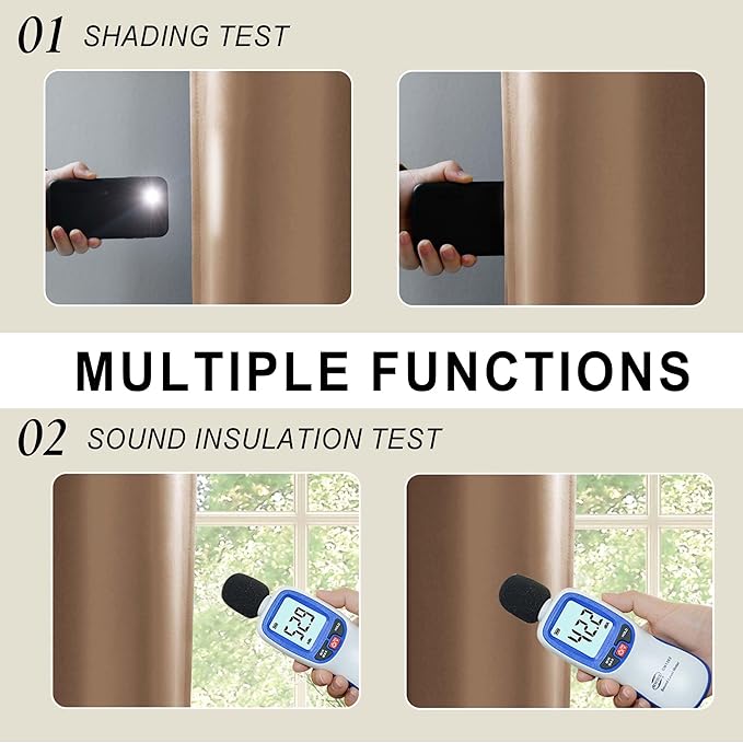 XWZO 100% Blackout Curtains with Tiebacks- 2 Thick Layers Completely Shaded Window Treatment Thermal Insulated Lined Drapes with Grommets for Bedroom/Patio Door, Cappuccino, W52 x L63, Set of 2