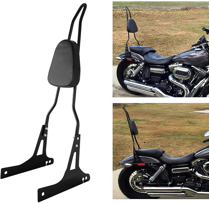 AUFER Detachable Black Passenger Backrest Sissy Bar With Back Rest Pad Compatible With For Harley Dyna Street Bob Super Glide Low Rider Wide Glide FXD FXDB FXDC FXDL FXDWG FXDSE 2006-UP