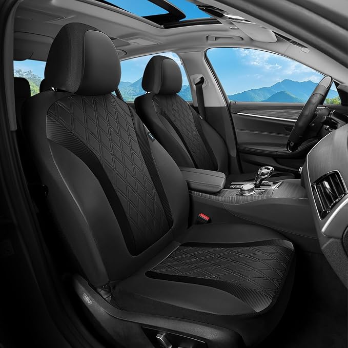 FLORICH Seat Covers Full Set, Leather Seat Covers for Cars, Waterproof Car Seat Protector Breathable, Front and Rear Seat Covers for Cars, Automotive Seat Covers Universal Fit for Most Car SUV Truck