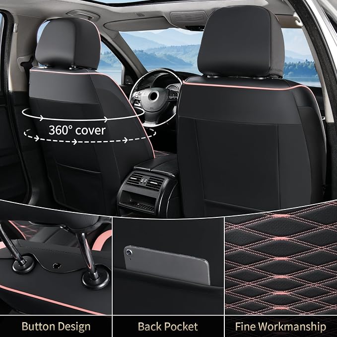FLORICH Car Seat Covers Front Seat, Leather Seat Covers for Cars, Waterproof Car Seat Protector Breathable, Front Seat Covers for Cars, Automotive Seat Covers Universal Fit for Most Cars SUV Truck