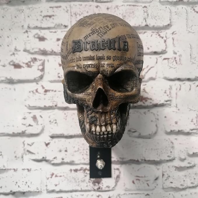 Motorcycle Helmet Skull Holder, Wall Mount Helmet Rack, Resin Crafts,Skull Helmets Holder Suitable for Motorcycle Cap, Baseball Cap, Bicycle Cap, Hat Storage Rack,Sports Gear (Type-A)
