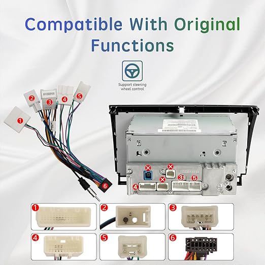 16PIN Car Radio Wire Harness for Toyota Camry RAV4 Corolla Tundra Highlander Car Stereo Wire Harness Power Cable Support Android Head Unit Steering Wheel Control