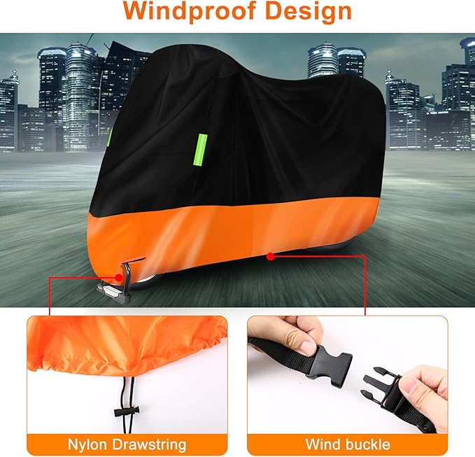 Waterproof Motorcycle Cover Replace for Harley Davidson Touring Road Glide Limited/Ultra Limited with Anti-Theft Lock Hole for Outdoor Rain Snow Protection (101 to 108inches, with Trunk)