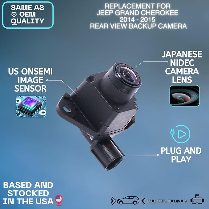 Backup Camera for 2014-2015 Jeep Grand Cherokee Rear View, Parking Cam | Fits 68137943AD 68137943AE 68137943AF 68137943AG 68137943AH 68137943AI 68137943AJ 68137943AK 68375333AA, backup monitor