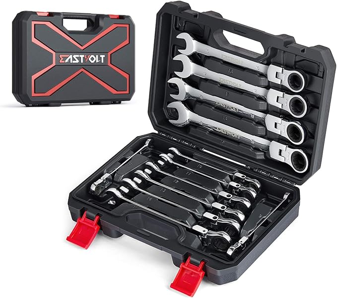 Eastvolt Mechanic Tool Kits (ASK06) and 12-Piece Flex-Head Ratcheting Wrench Set
