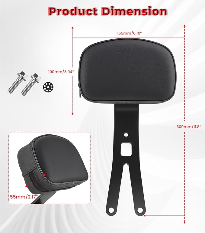 Driver Backrest Rider Back Rest Backpad Compatible with Indian Scout Sixty/Bobber/Classic Solo Seat 2025-up