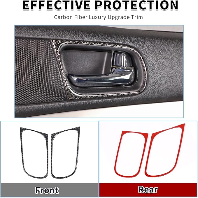 Real Soft Carbon Fiber Car Interior Door Panel/Door Handle Panel Inside the Vehicle Decorative Stickers,for Infiniti G Series 2007-2013,6PCS (Black)