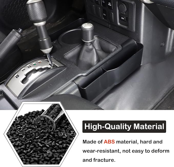 Aunginsy Center Console Gear Side Storage Box Compatible with Toyot@ FJ Cruiser 2007-2021 Car Shift Hanging Organizer Tray Armrest Basket ABS Inter Accessories (11027)