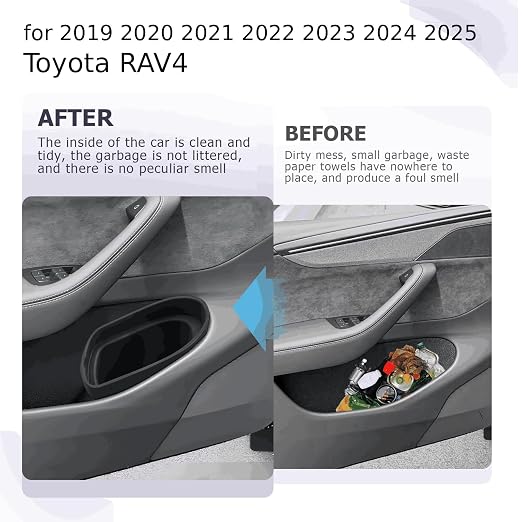 LUWU Car Trash Can for RAV 4 2019-2022 2023 2024 2025, Waterproof Silicone Auto Garbage Bin, Portable Door Mount Trash Bin, Interior Accessories for RAV 4 2025