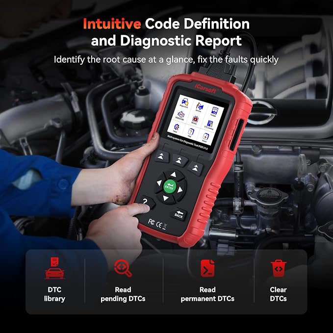 iCarsoft POR V1.0 All System Diagnostic Scan Tool for Porsche 1996-2025 Oil/SAS Reset Check Engine Light I/M Readiness Code Reader CAN FD Lifetime Free Update AutoVIN Battery Test OBD2 Scanner