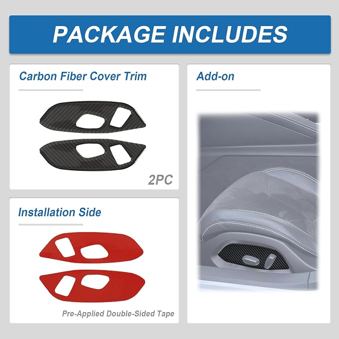 Real Carbon Fiber Power Seat Switch Trim Compatible with Corvette C8 2020-2026, Interior Decor Sticker Accessories