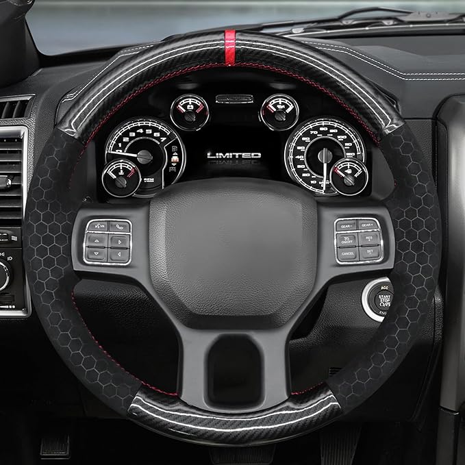 MEWANT Stitching Steering Wheel Cover Wrap for Dodge RAM 1500 2012-2018 1500 Classic 2500 Ram Truck Interior Accessory