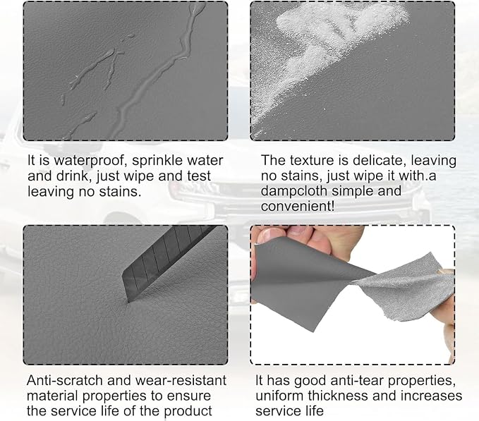 SecosAutoparts Gray Front Driver & Passenger Side Bottom & Top Microfiber Leather Replacement Seat Cover Compatible with Lexus LX 470 1998 1999 2000 2001 2002 2003 2004 2005 2006 2007