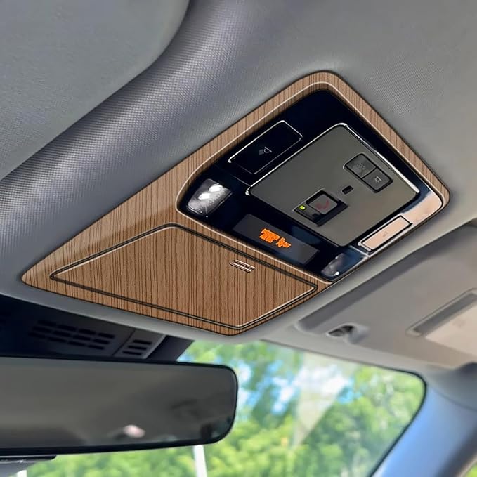 2Pcs Car Reading Light Frame Panel Trim Cover Compatible with Toyota Grand Highlander 2024 2025 2026 Fit for 2024-2026 Grand Highlander ABS Accessories(Wood Grain)