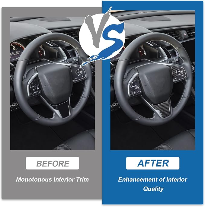 Real Carbon Fiber Interior Trim Compatible with Honda Civic 2016-2021 10th Gen, Interior Decor Sticker Accessories