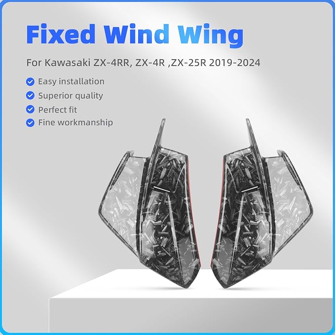 Motorcycle Winglets Wind Deflector Fairing Kits for Kawasaki Ninja ZX-4RR ZX-4R ZX-25R 2019-2024 Winds Spoiler Trim Exterior Adhesive Accessories (Forged Color)