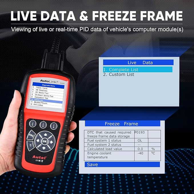 Autel AutoLink AL619 OBD2 Scanner, 2026 ABS SRS Warning Light Diagnostic Scan Tool, Up of AL519 ML519 ML619, 10 OBDII Test Modes, DTCs Lookup, Live Data, Turn Off Check Engine Light OBDII Code Reader