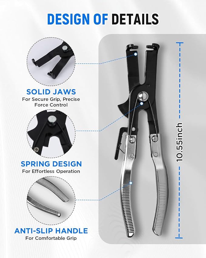 Piston Ring Compressor Tool, Thickened Adjustable 6 Piston Rings (2-7/8" - 4-5/8") and Pliers - Piston Ring Tool for Car, Truck & Motorcycle Installation, with Storage Box, Natural Metal