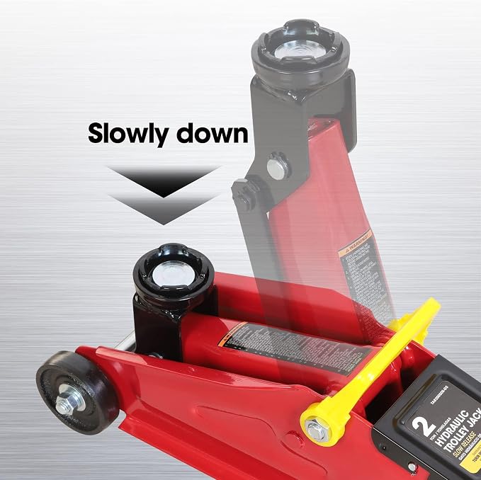 Big RED 2 Ton (4,000 lb.) Hydraulic Trolley Service Lift Jack/Portable Floor Jack with Special Slow Release and Blow Mold Carrying Storage Case