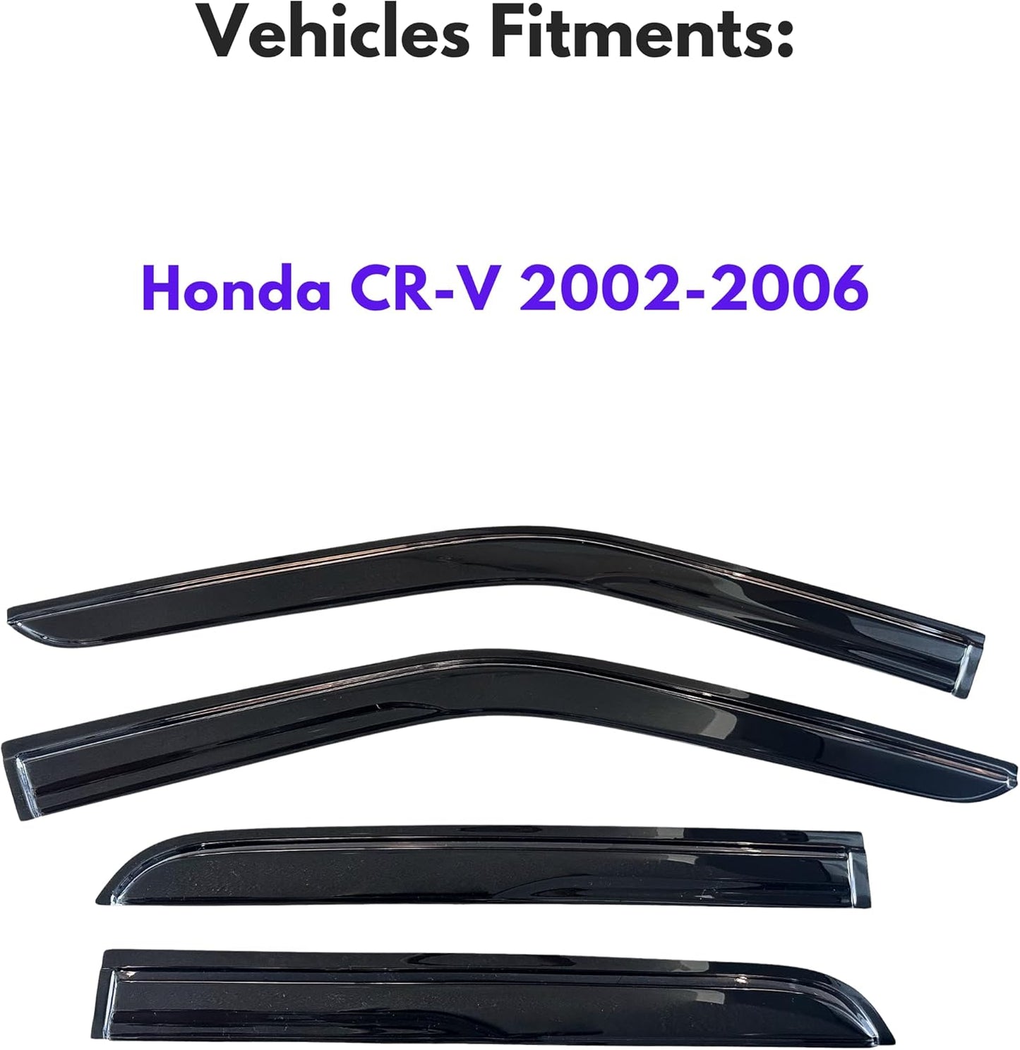 KPY Window Visor Compatible with Honda CR-V 2002-2006 (CRV), 4PC Rain Guard Side Window Vent Deflectors Tape-On Mugen Style, 2002 2003 2004 2005 2006