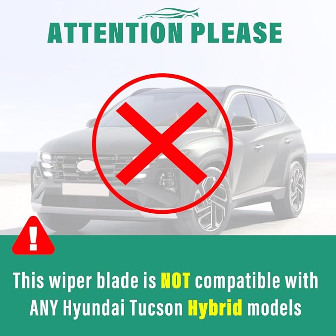 26" 16" 11" Windshield Wiper Blades Replacement for Hyundai Tucson 2022 2023 2024 (Not Suitable for Hybrid) Premium All Weather Front Rear Wipers Set - OEM Quality (Pack of 3)