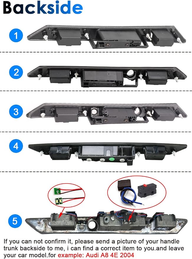 Trunk Handle Vehicle Camera Rear View Camera Parking Reverse for Audi A3 A4 A6 Avant 8P1 8PA 8E2 B6 8EC B7 8E5 4F2 C6 Sportback 8P48275743FZ Waterproof Night Vision Back up Reverse
