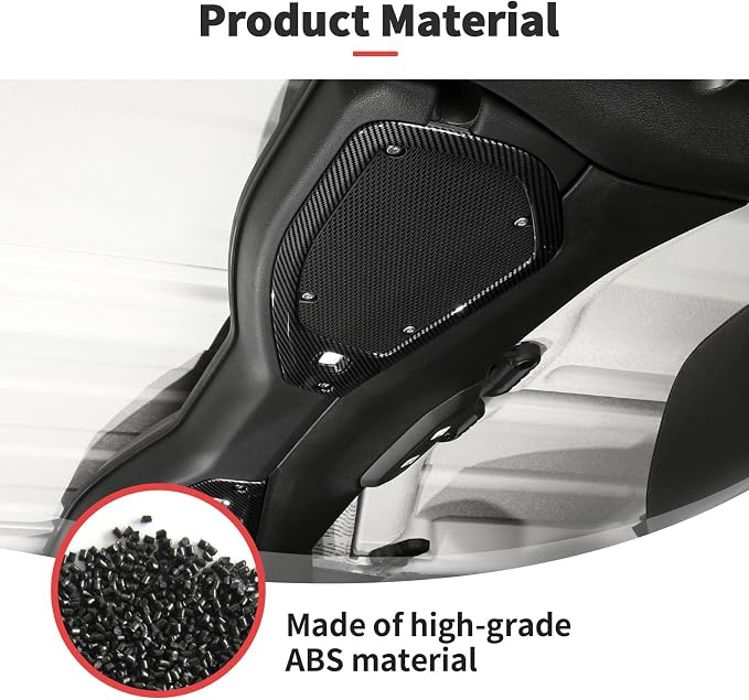 JWWY for Jeep JL Speaker Audio Trim Top & A Pillar Cover Trim for 2024-2025 Jeep Wrangler JL JLU & Gladiator JT Interior Accessories ABS 4PCS Carbon Fiber