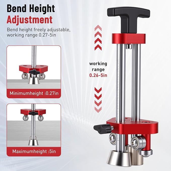 Sheet Metal Roller 1 Station Bender Fabrication Roofing Tools 0-100 Degree Bending Range Lightweight Portable, Quick Setup 5in