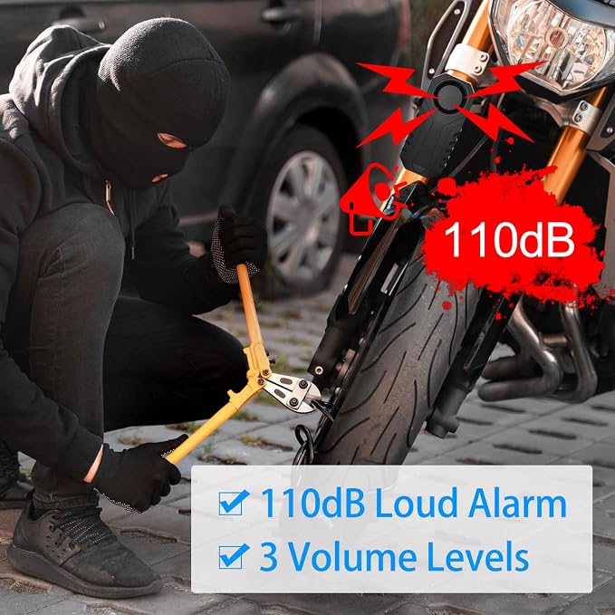 USUPERINK Bicycle Alarm and Remote, Bicycle Alarm System Anti Theft, Wireless Scooter Alarm System, Moped Alarm 113db Super Loud IP65 Waterproof SOS Emergency Function with Different Remote Control