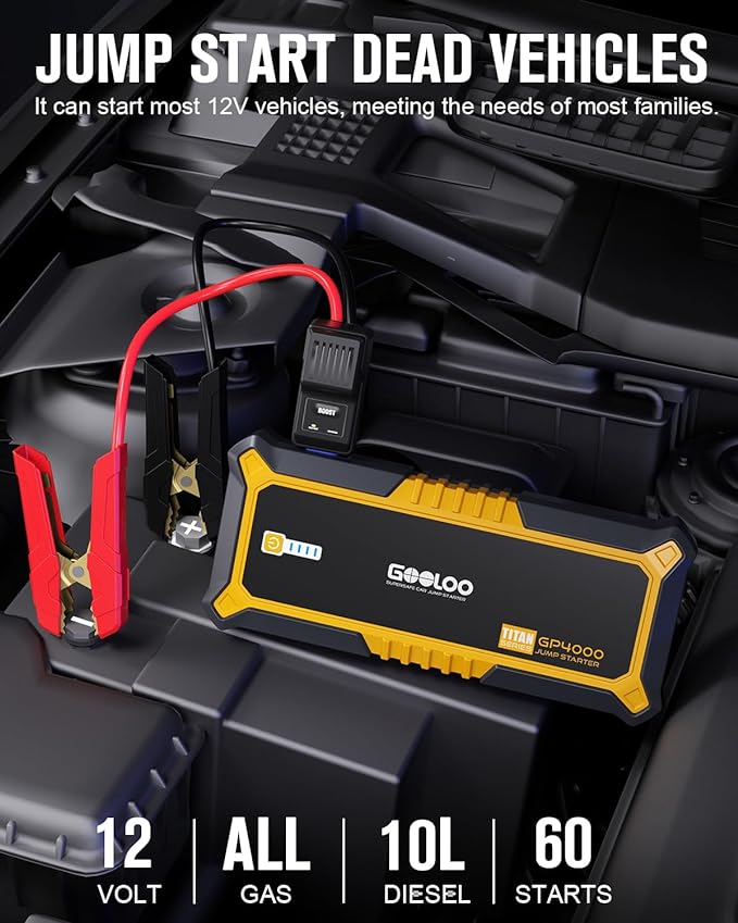 GOOLOO GP4000 Jump Starter & GOOLOO DS100 OBD2 Scanner Bluetooth