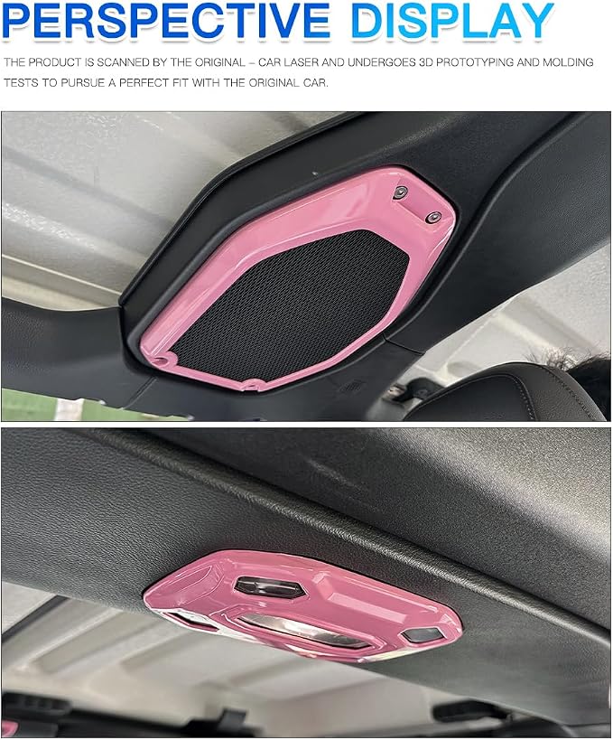 Barong for Jeep Wrangler JL JLU 2018-2023 Accessories Steering Wheel Door Handle Air Conditioning Vent Cup Holder Reading Light Headlight Gear Cover 23PCS Full Set Interior Trim Kit (Pink)