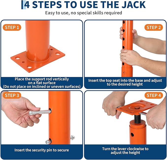 2 Pack Jack Post, House Floor Jack with 53"-93" Height Range, 18000 LBS Lifting Joist Beam Basement Jacks for Leveling, Lifting
