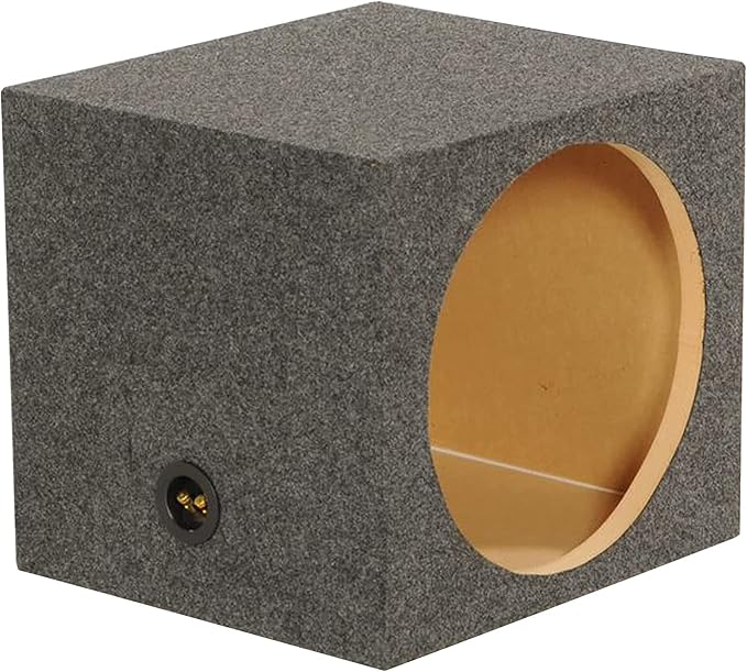 QPower 15 Inch Heavy-Duty Single Sealed Carpet Covered Durable Car Audio Vehicle Subwoofer Enclosure Woofer Box, Charcoal Gray