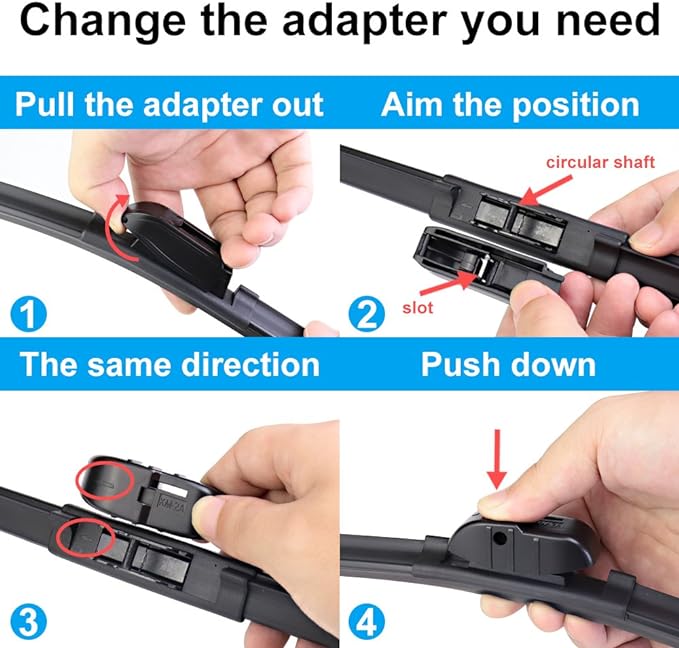 ASLAM Windshield Wipers All-Season Blade Type-M 24"+24",Multifunctional Adapters and Refills Replaceable,Double Service Life(set of 2)