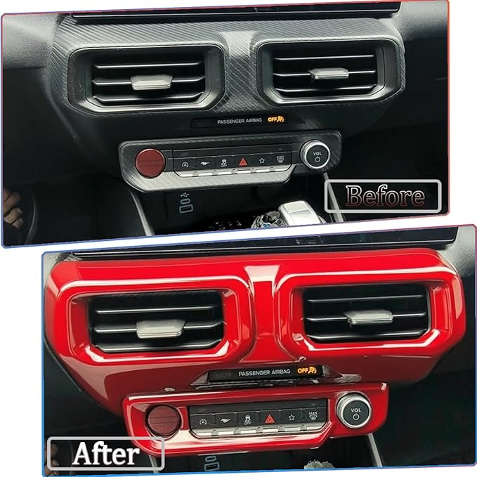 MUXEE A/C Vent Trim Panel Cover, for Ford Mustang 2024 2025 2026 - ABS Wine Red Dashboard AC Air Vent Outlet Sport Interior Trim Accessories（B-Shape）