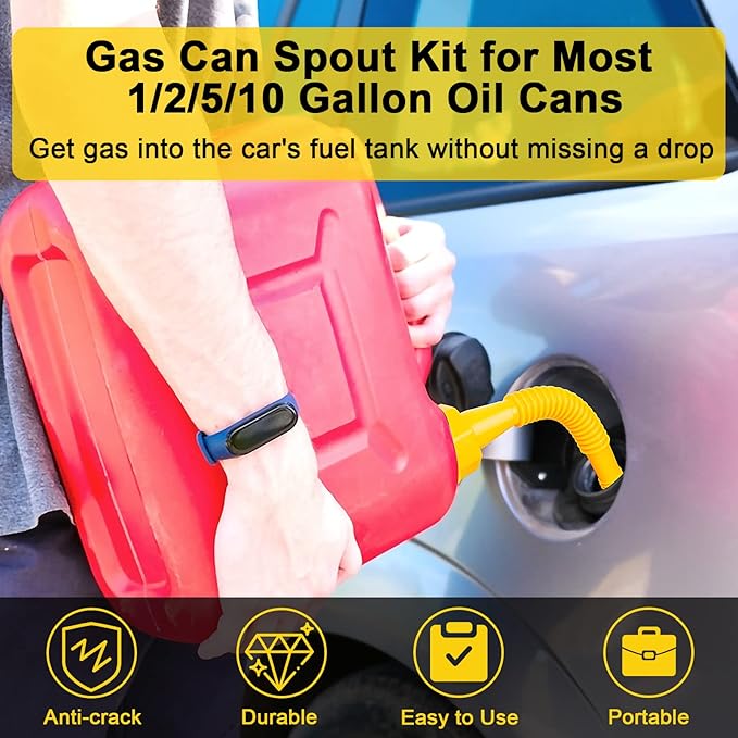 Godboy Yellow 10-Pack Flexible Pour Nozzles, Gas Can Spout Replacement, Suitable for Most 1/2/5/10 Gal Oil Cans
