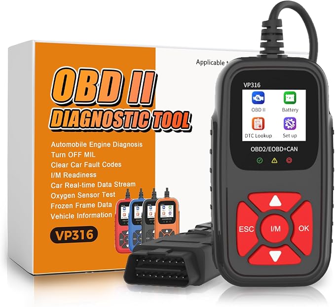 OBD2 Diagnostic Tool for All Vehicles from 1996 Onwards, Read & Solve Error Codes + Live Data Directly on the Display, Compatible with BMW, VW, Audi, Mercedes, CE Certified & Plug & Play