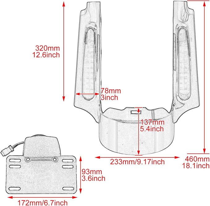 Motorcycle Rear Fender Fascia with LED Light Fit for Harley Touring Road Glide Street Glide Electra Glide 2009-2013