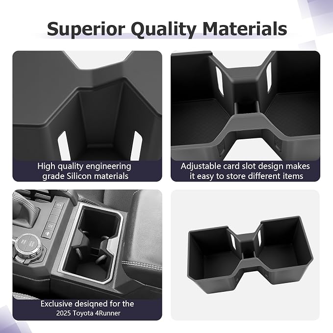 LUWU 2025 4Runner Center Console Cup Holder Compatible with 2025 Toyota 4Runner Interior Accessories Center Console Silicone Cup Holder Insert 4Runner 2025 Accessories