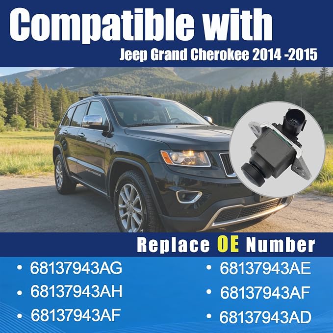 No. 68137943AD Rear View Backup Reverse Parking Camera/Rear View Camera | Compatible with Jeep Grand Cherokee 2014 2015 Chrysler Reverse Park Assist Camera Replaces 68137943AE 68137943AF 68137943AG